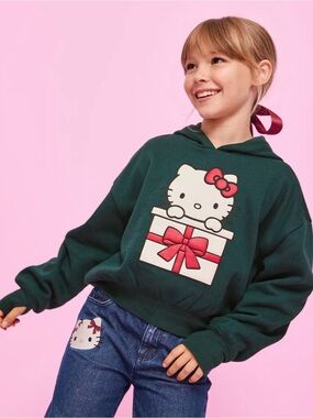 The Children’s Place x Hello Kitty Embellished Premium Hoodie - Green, L (10/12)